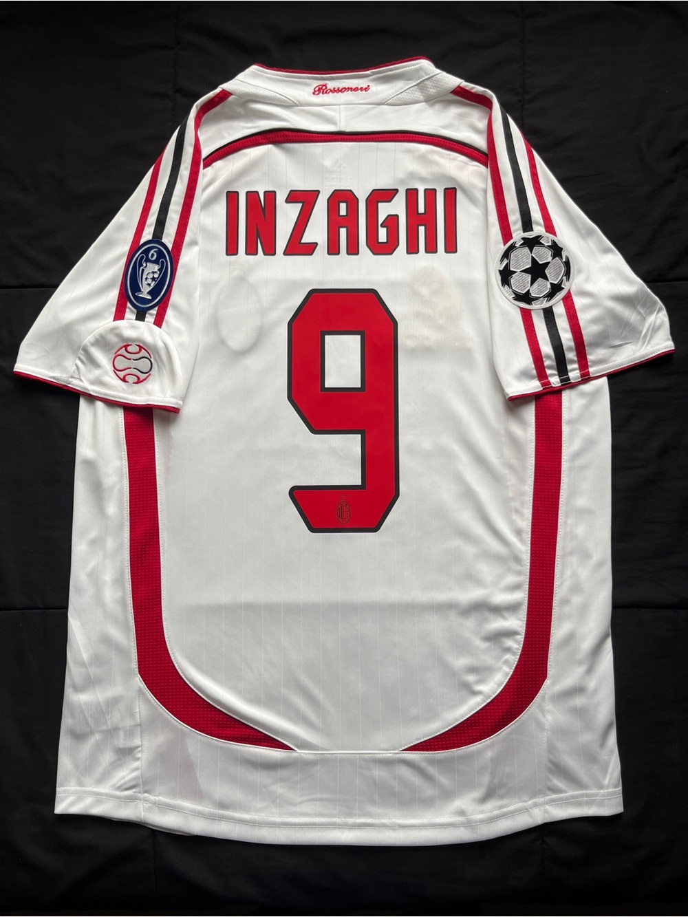 Inzaghi #9 Milan Soccer Jersey Retro 2006/2007 UCL Away White